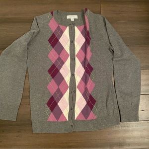 Merona gray and purple argyle sweater